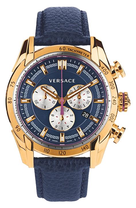 versace black leather chronograph watch|versace watch price.